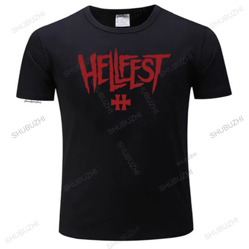 Nouvelle mode T-shirt hommes Hellfest Heavy Metal Festival de musique Logo coton marque été