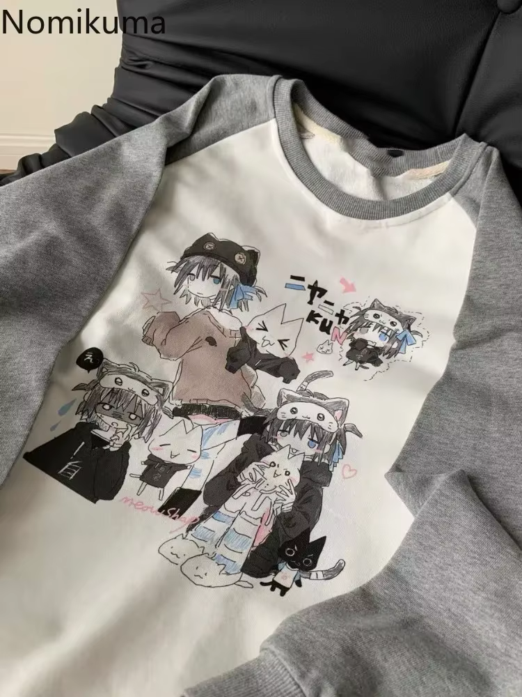 T-Shirt à Manches sulfet Col Rond en Coton pour Femme