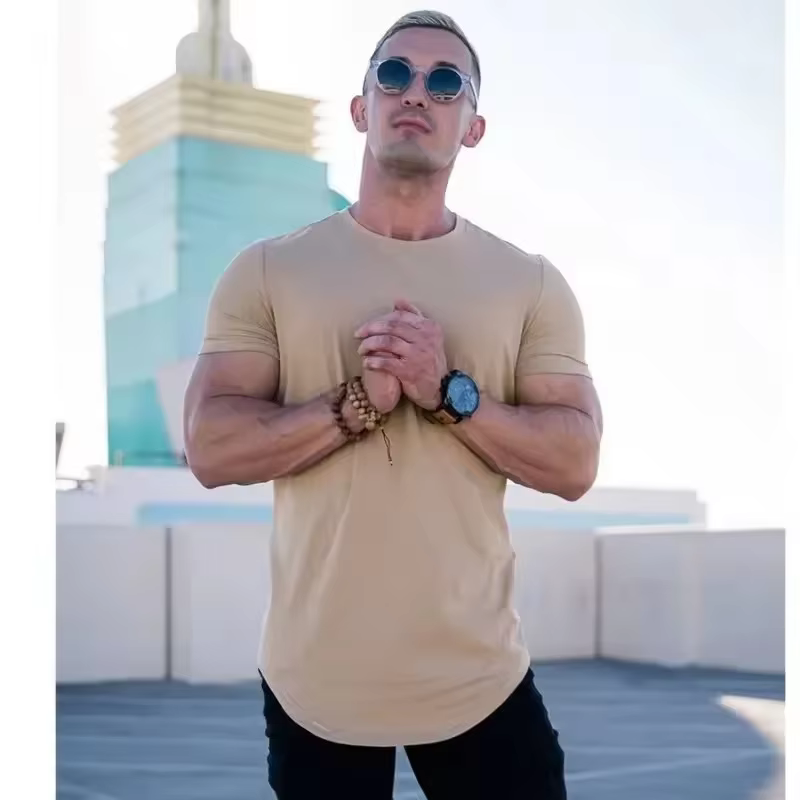 T-shirt d'entraînement musculaire hommes été entraînement à manches courtes