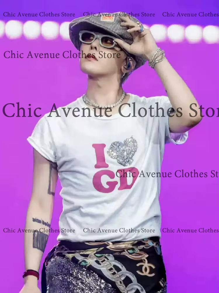 GD G-DRAGON même T-shirt pour les Fans j'aime GD été hauts coton à manches courtes
