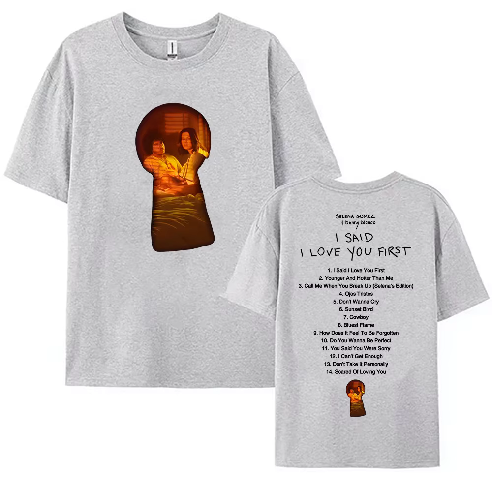 Vêtements pour femmes j'ai dit que je t'aime premier Album 2025 T-shirt Selena Gomez & Benny Blanco chanteur imprimé