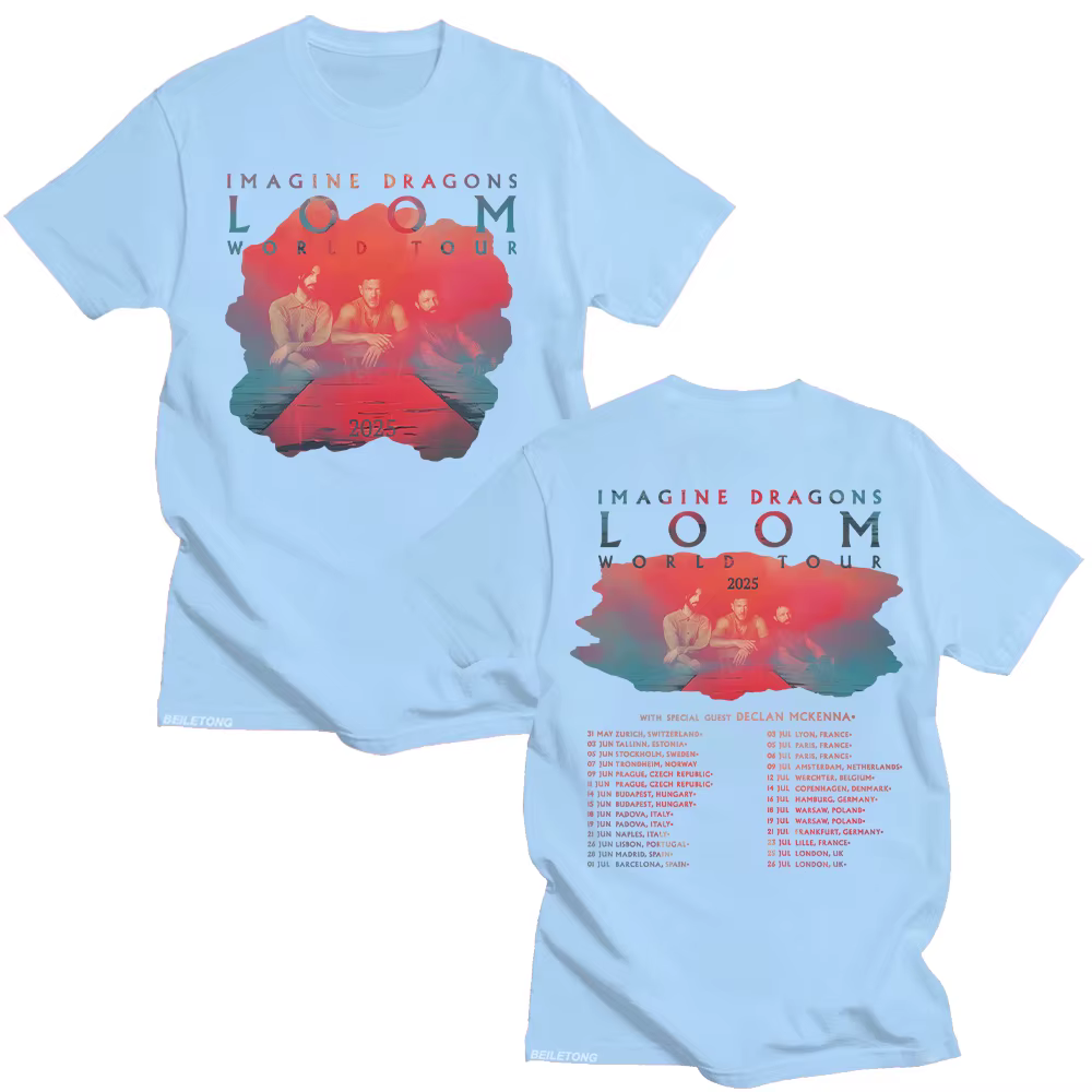 Imagine Dragons Band Loom Tour 2025 nouveaux t-shirts hommes femmes mode Hip Hop rétro T-shirt coton ample à manches courtes hauts esthétiques
