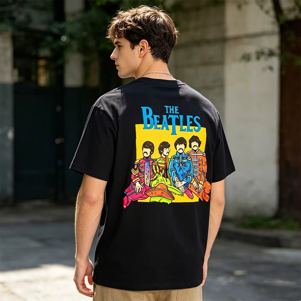 T-shirt The Beatles Black Rock Band pour hommes