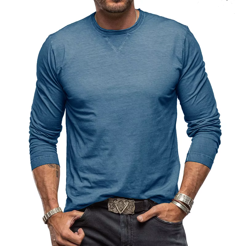 T-shirts à manches longues et col rond pour hommes