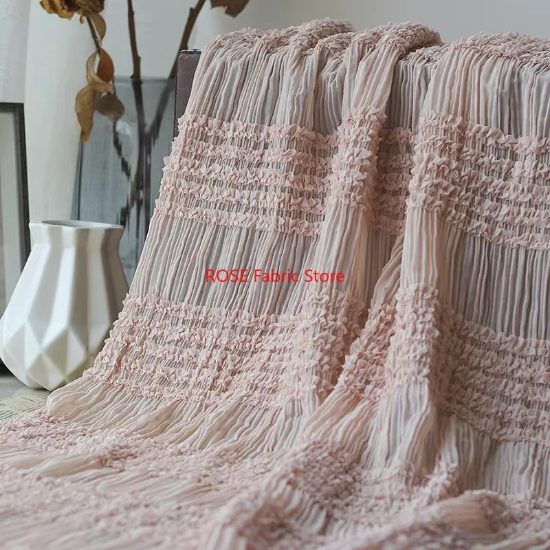 Tissu en dentelle mousseline plissée douce, tissu en dentelle à volants rayés pour robe de mariée, robe Cupcake, robe de soirée, haut en dentelle