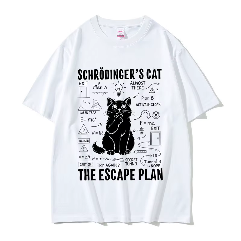 Schrodinger amoureux des chats drôle Meme T-shirt été hommes femmes décontracté coton Vintage Streetwear unisexe surdimensionné à manches courtes t-shirts