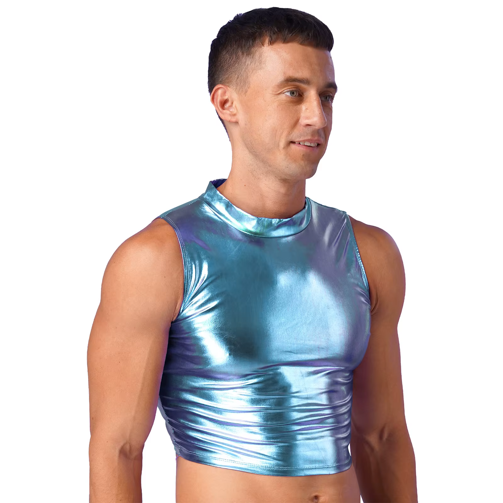 Haut court métallique Sexy pour hommes