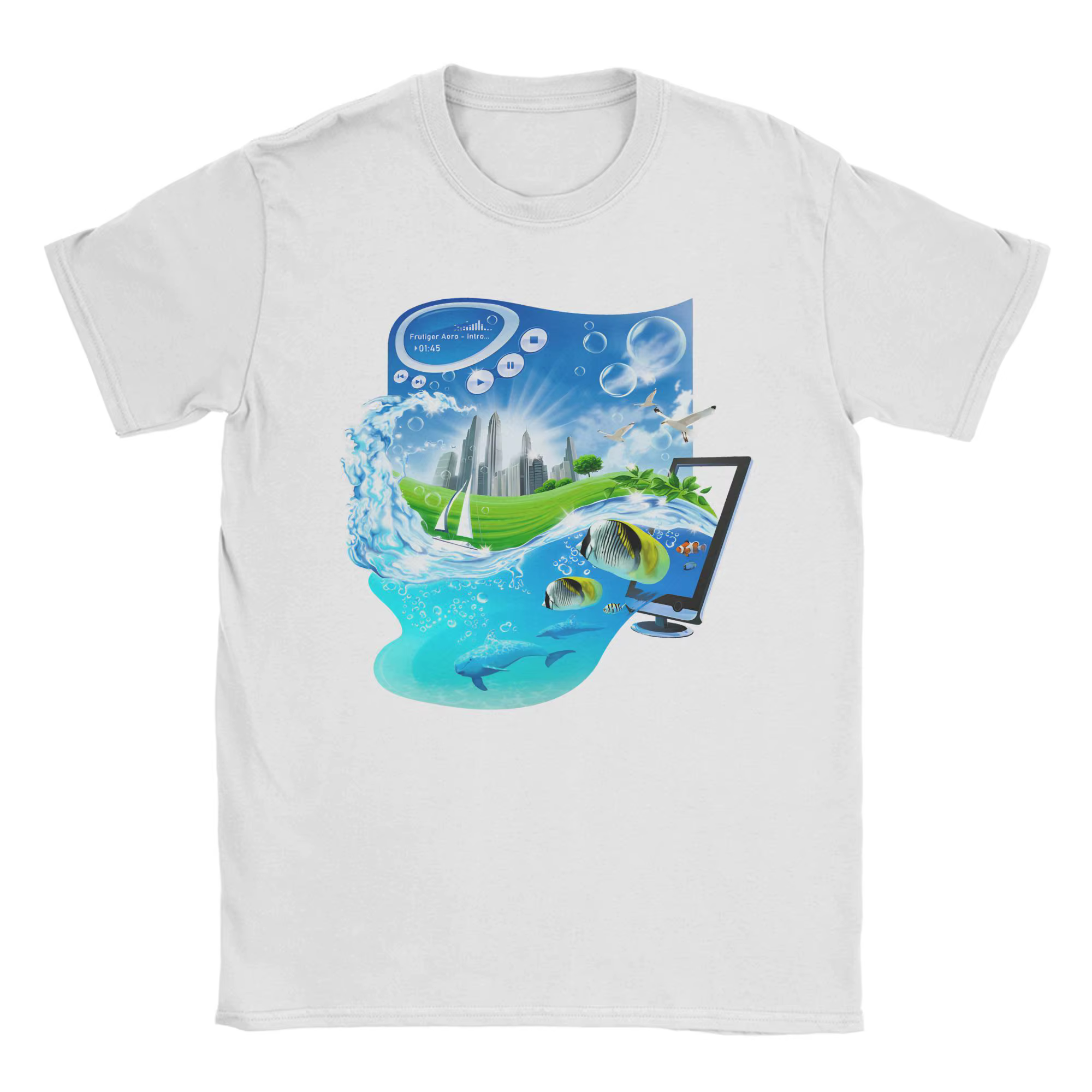 Frutiger Aero World Vaporwave T-Shirt pour hommes