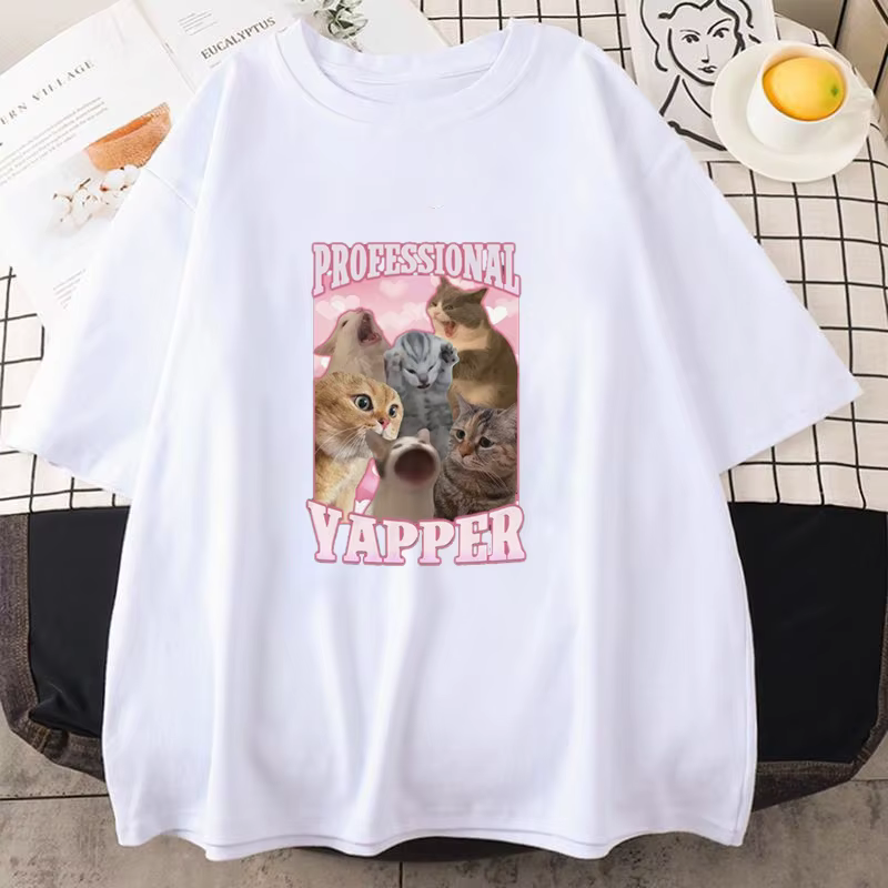 T-shirts imprimés avec des mèmes de chats amusants pour hommes et femmes
