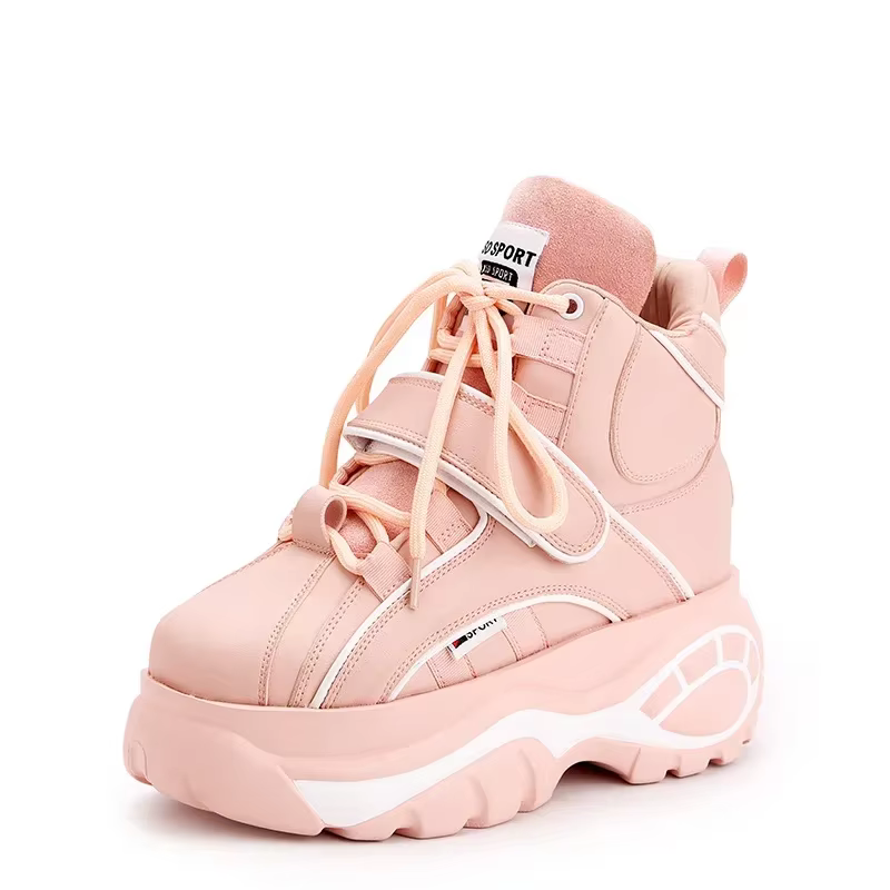 Baskets hautes en cuir véritable pour femmes