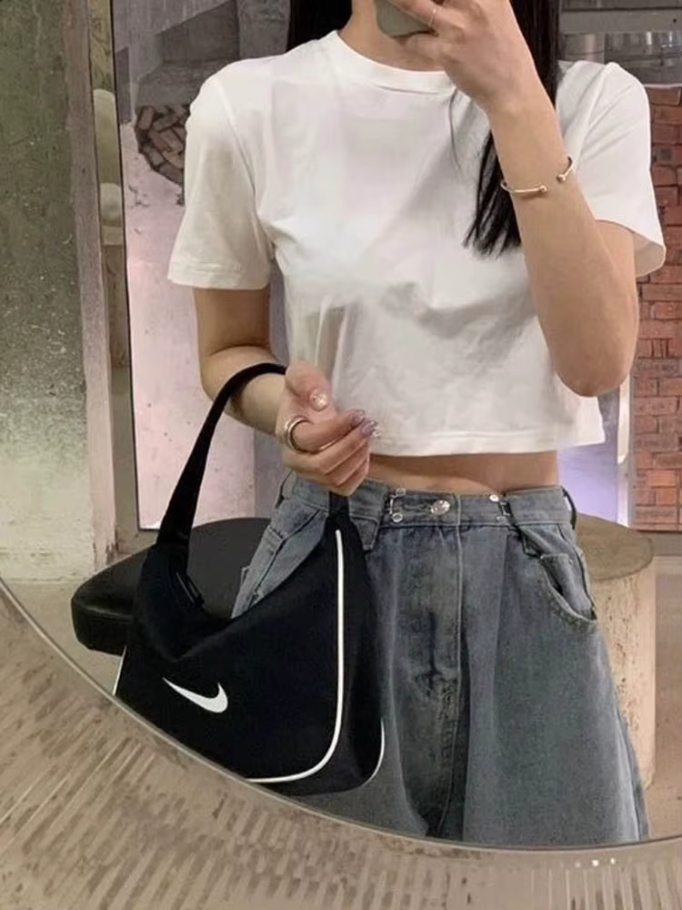 T-shirt court monochromatique pour femme