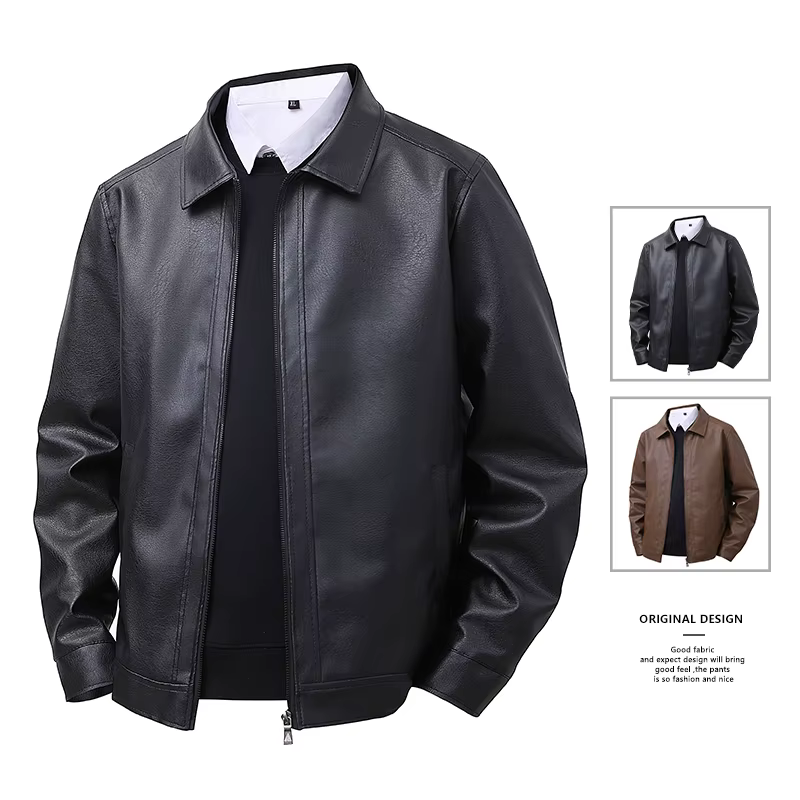 Veste en cuir coupe ample : confortable