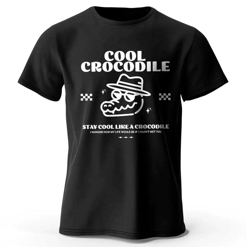 Cool Crocodile imprimé T-Shirt 100% coton surdimensionné Reptile graphique t-shirts pour hommes femmes été hauts marais Streetwear