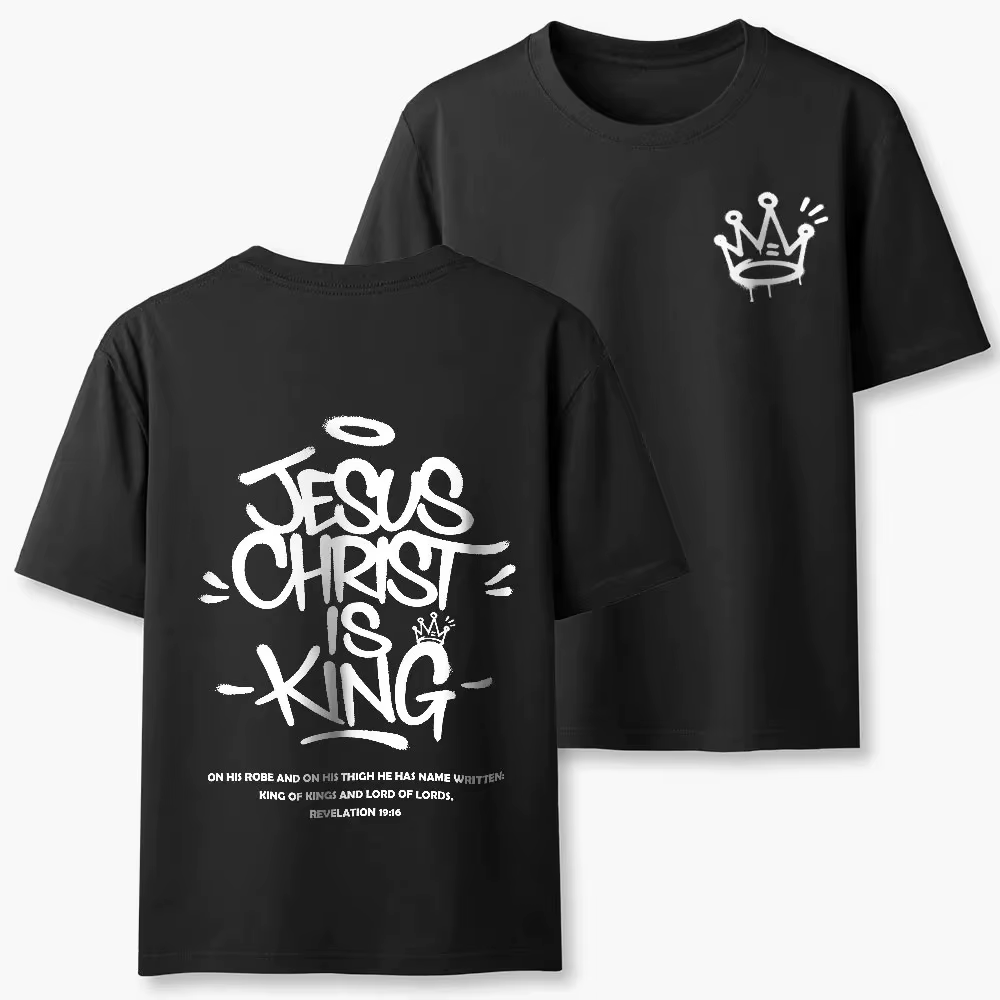 Nouveau style 2026 – T-shirt chrétien respirant et décontracté de haute qualité « Jésus-Christ est Roi » pour hommes et femmes – Collection été