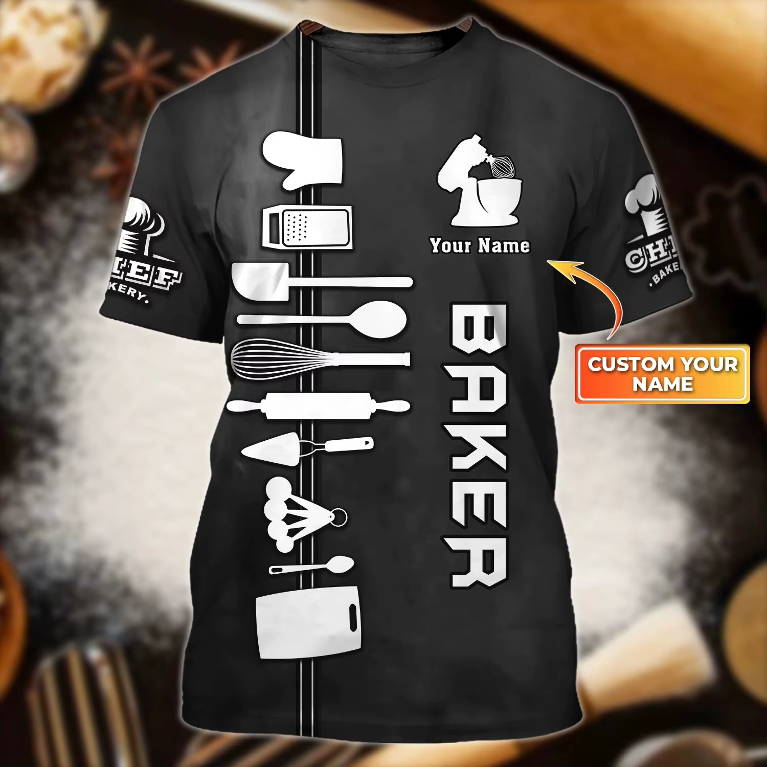Chef vie chemise été homme t-shirt Cookie & Fudge maître nom personnalisé 3D imprimé unisexe