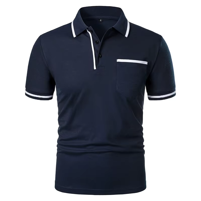 Nouveaux hommes à manches courtes polos couleur unie t-shirt style décontracté été à la mode respirant ample basique
