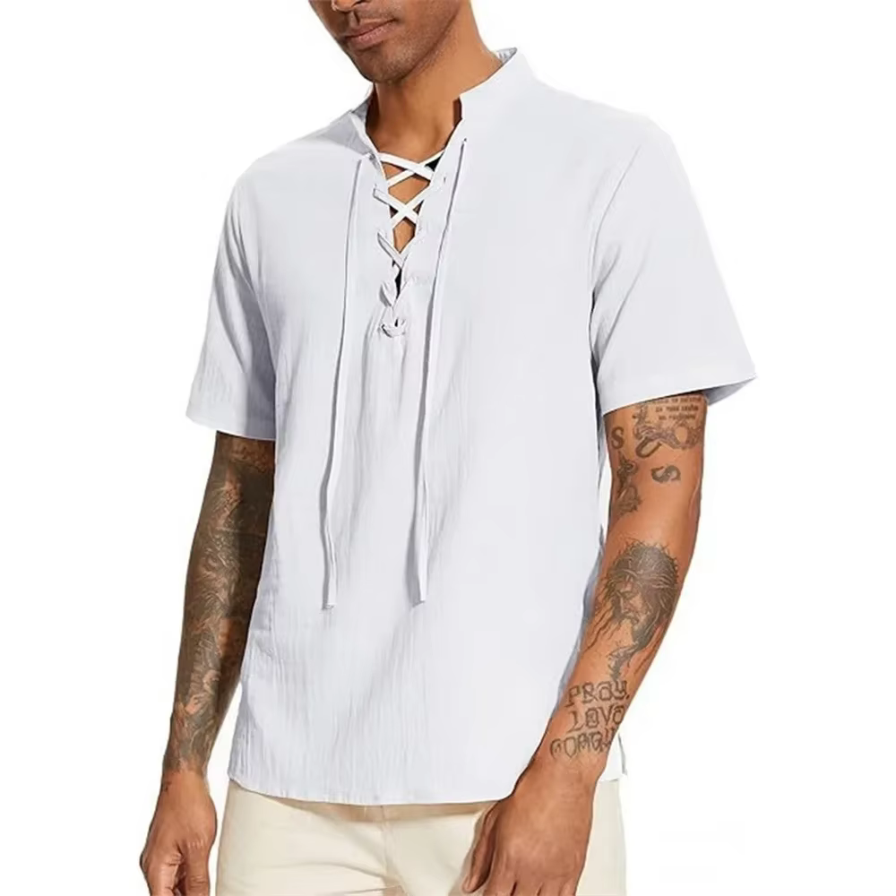 T-shirt Vintage à col en v pour hommes