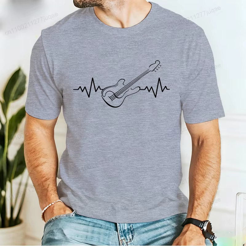 T-shirt pour homme à imprimé guitare Heartbeat