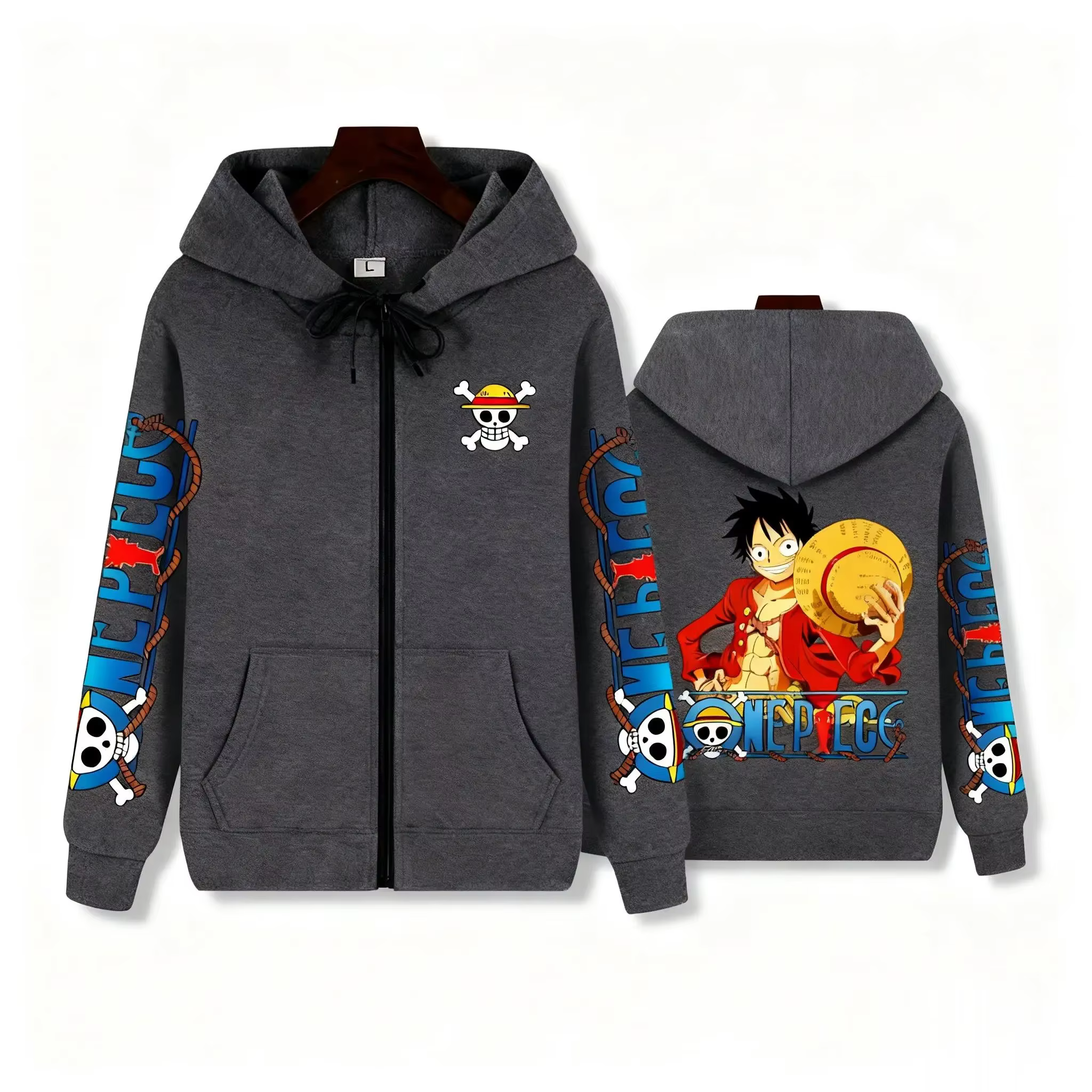 Anime pull à capuche zippé hommes femmes une pièce Luffy décontracté Streetwear Y2k automne hiver imprimé graphique à manches longues veste hauts