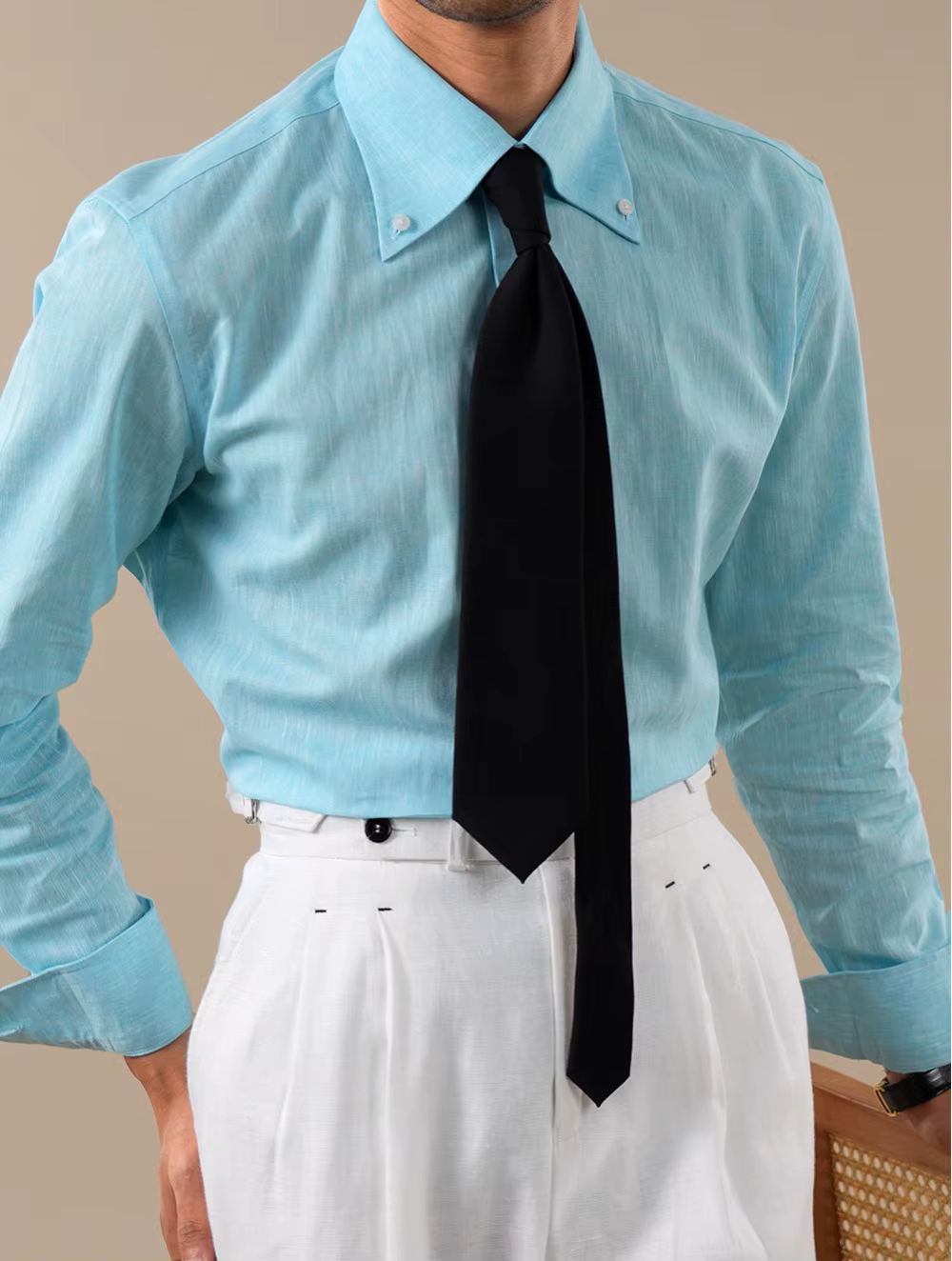 Chemise d'été en mélange de lin pour homme