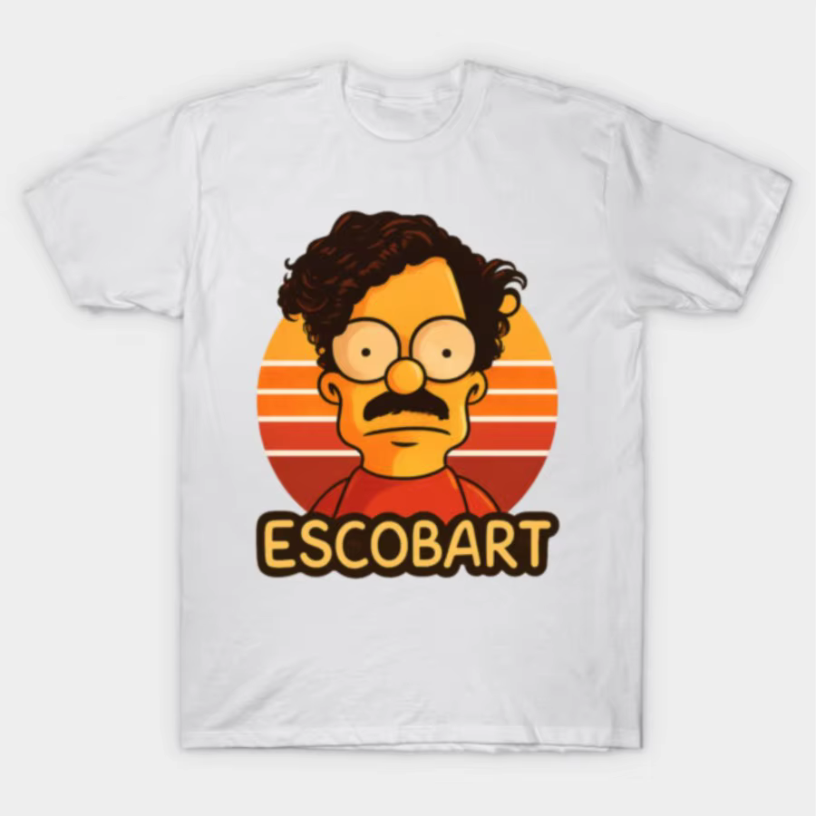 Pablo Escobar bart simpson T-shirt pour hommes femmes 100% coton t-shirts à manches courtes hauts J98