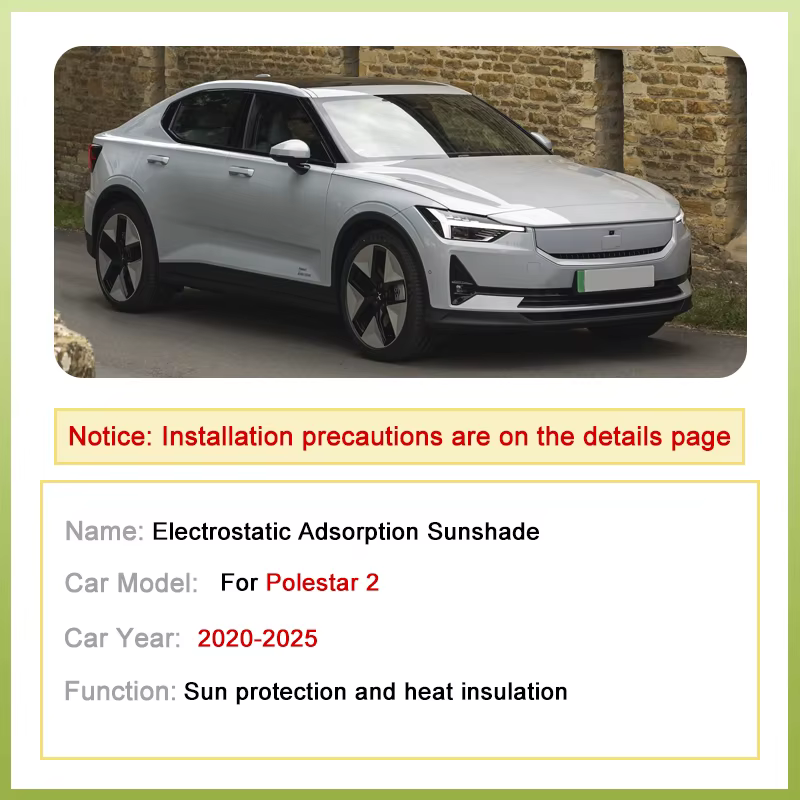 Pare-soleil pour toit ouvrant Polestar 2, accessoires 2020-2022 2023 2024 2025, protection de toit de voiture à adsorption électrostatique