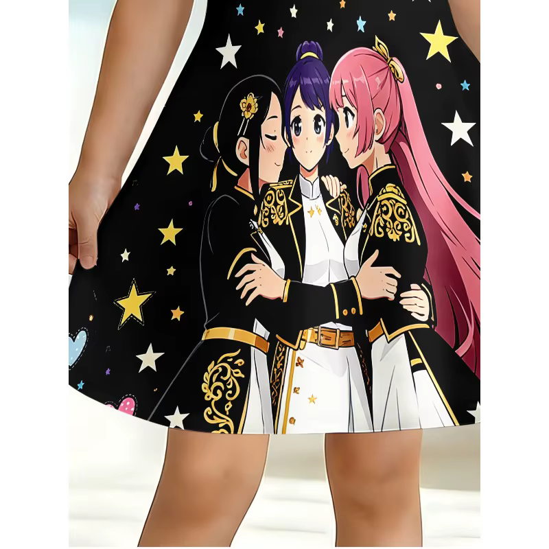 Robe T-shirt imprimée K-POP Anime Idol Group pour fille