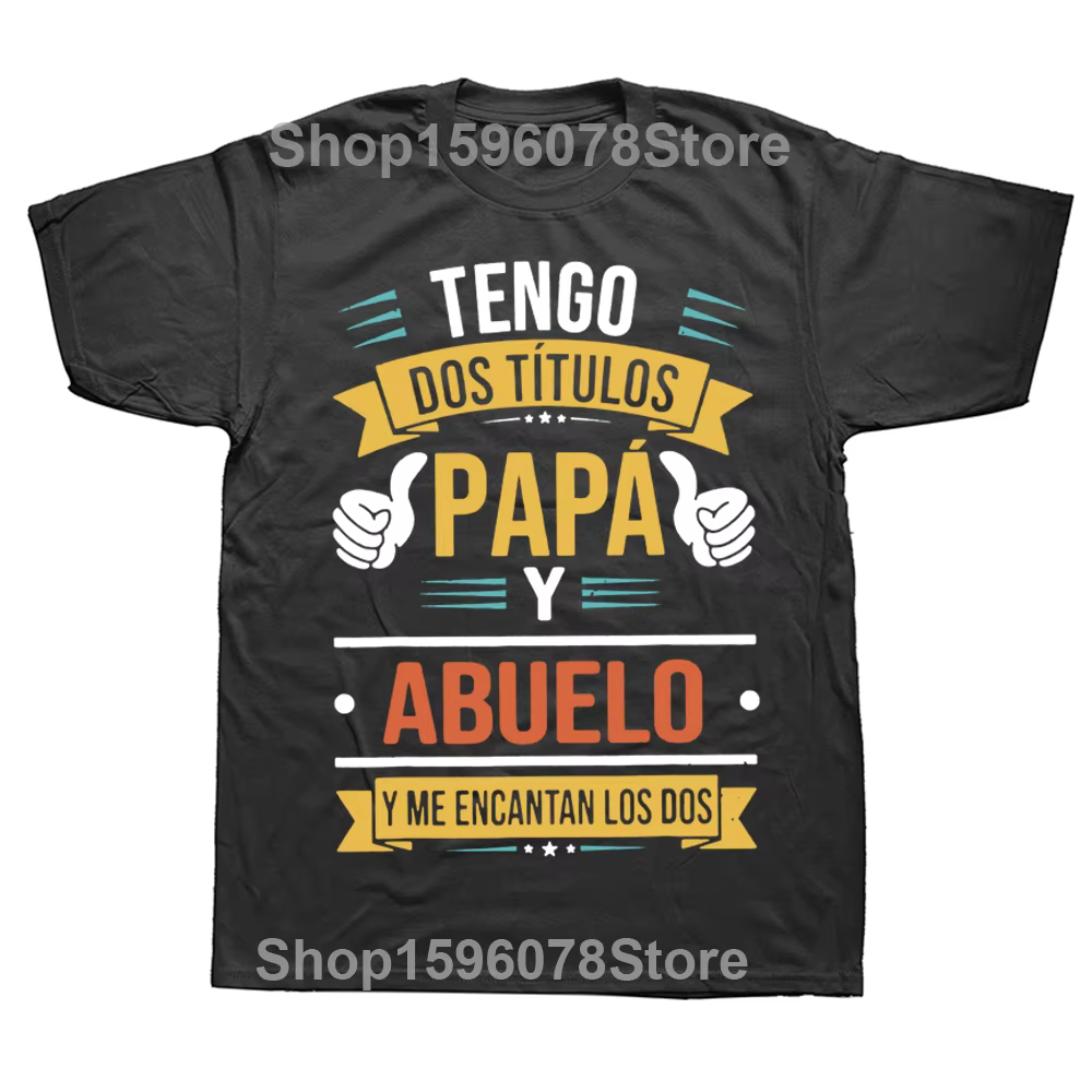 J'ai deux titres papa et grand-père t-shirt rétro drôle espagnol père cadeau