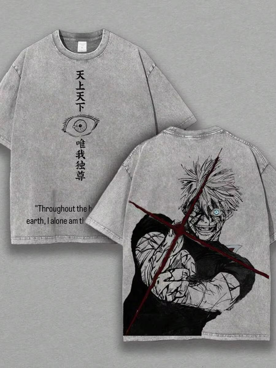 Gojo Satoru t-shirt graphique Jujutsu Kaisen Manga vêtements pour hommes femmes coton T-shirts rétro lavé
