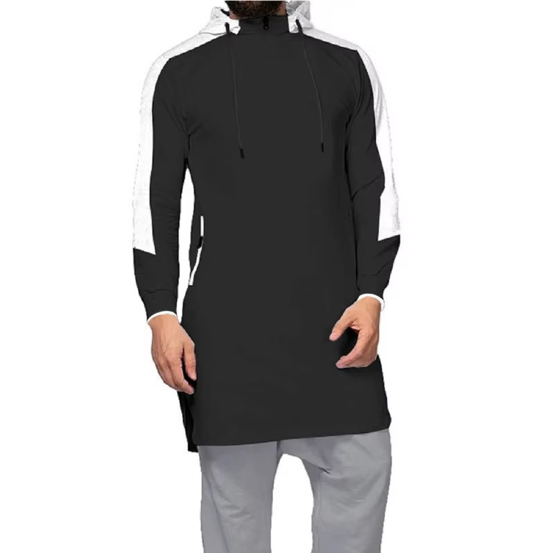 Hommes sweat T-shirt printemps automne couleur unie ample Zip pull