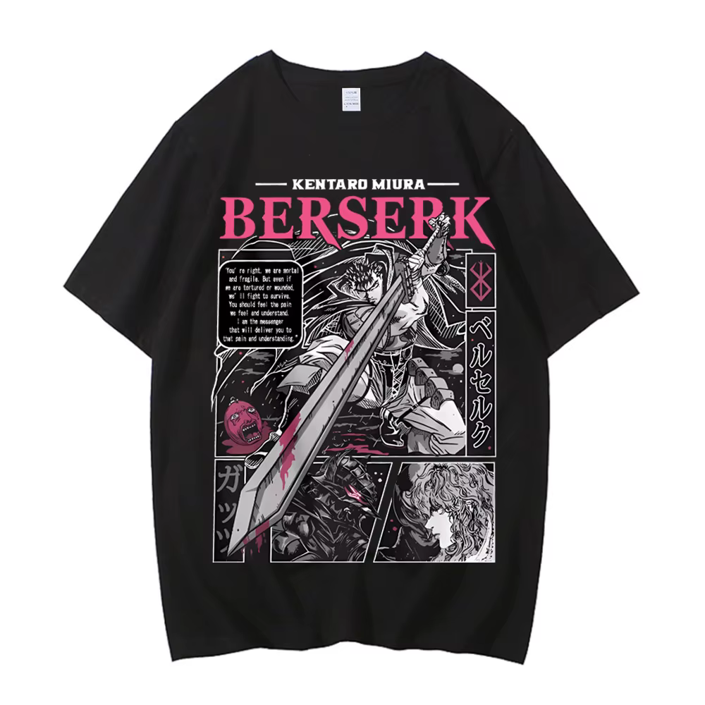 Anime Berserk T-shirt D'été Hommes Femmes Haute Qualité Coton Manches Courtes