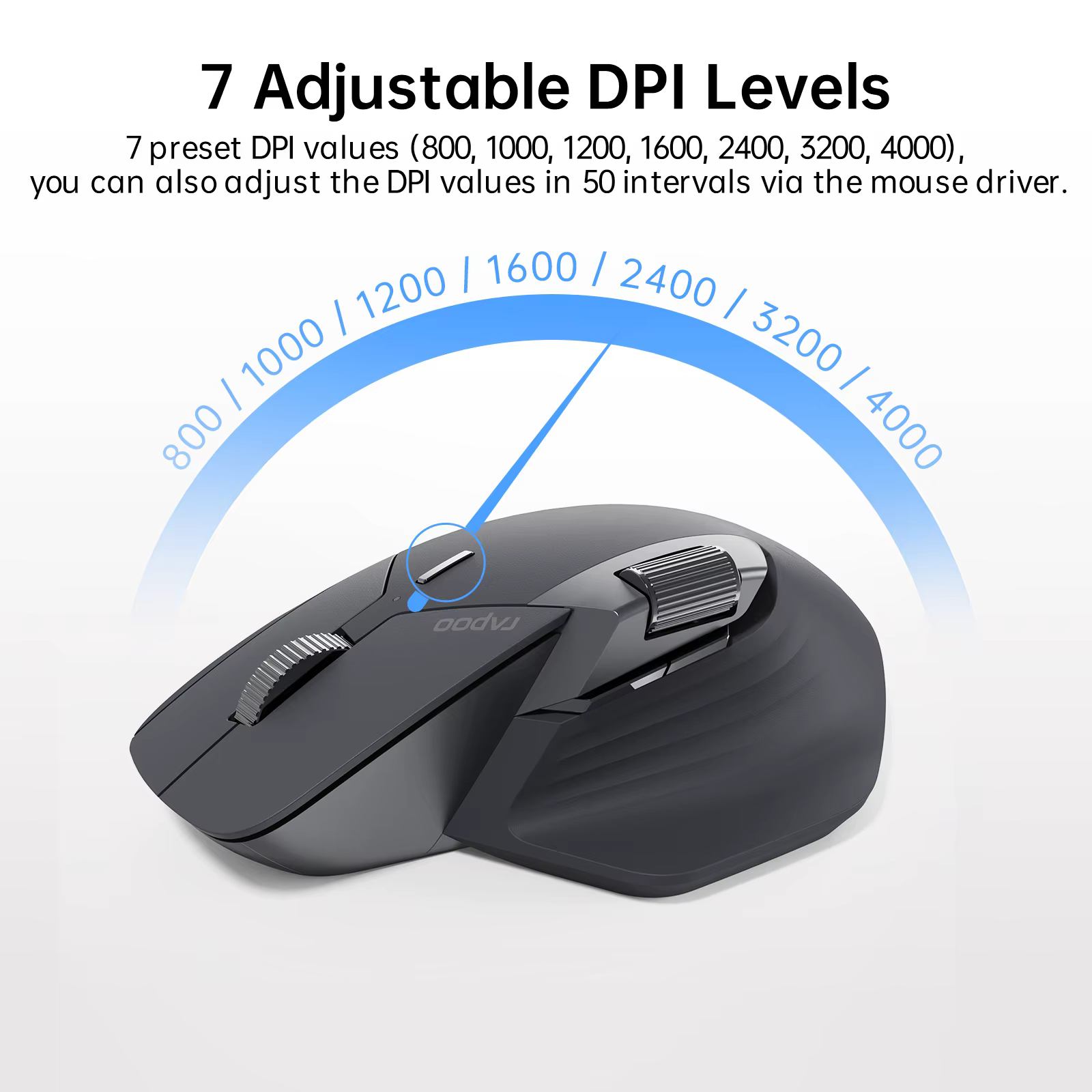 Rapoo-Souris sans fil aste multimode MT760L/MT760M, ergonomique 4000 ug, prend en charge jusqu'à 4 revie, Bluetooth