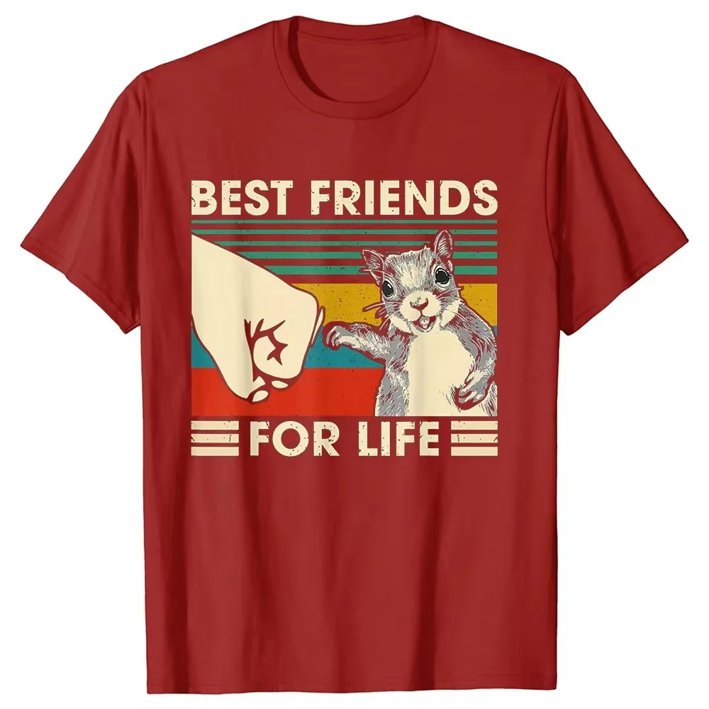 Drôle rétro Vintage écureuil meilleur ami pour la vie t-shirts graphique coton Streetwear cadeaux d'anniversaire Style d'été T-shirt
