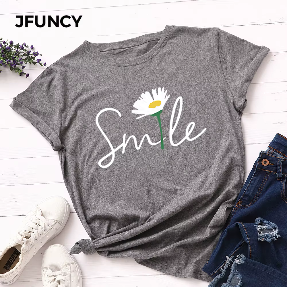 JBatteries CY-T-shirt en coton à manches courtes pour femmes