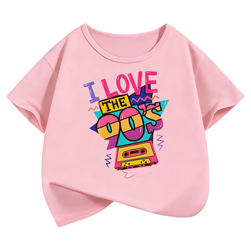 T-shirts vintage amusants « I Love The 90s » à manches courtes Y2K pour enfants