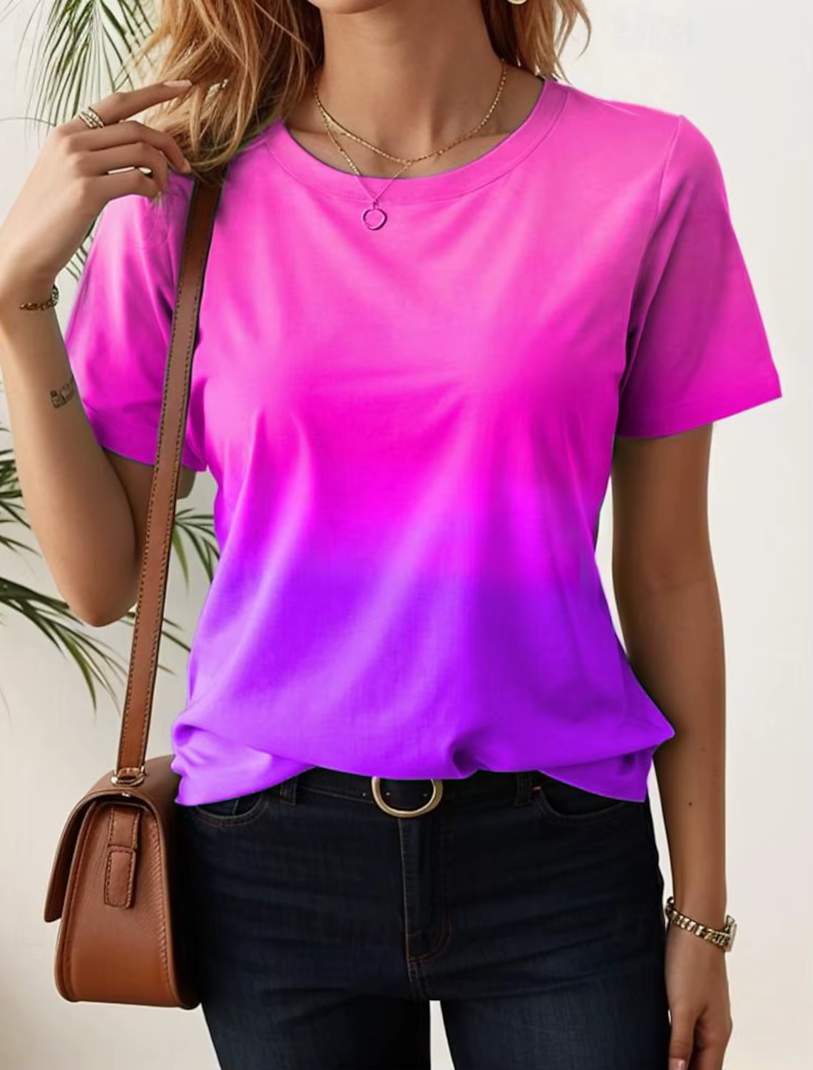 T-shirts pour femmes, imprimé dégradé 3d, vêtements décontractés pour femmes, t-shirt surdimensionné d'été, vêtements à la mode pour dames Y2k