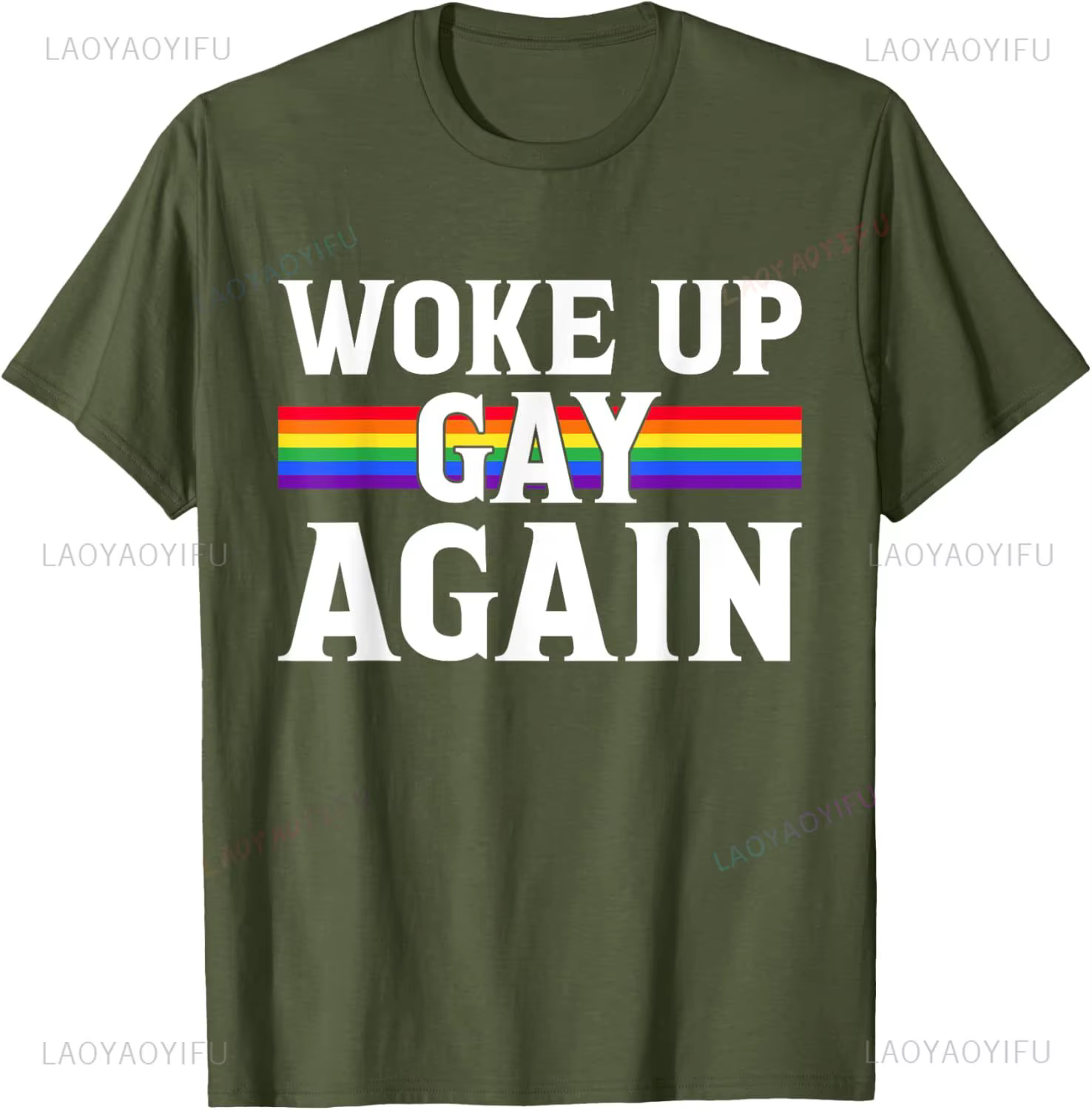 Woke Up Gay Again-drôle LGBT LGBTQ dictons T-Shirt femme homme été coton imprimé