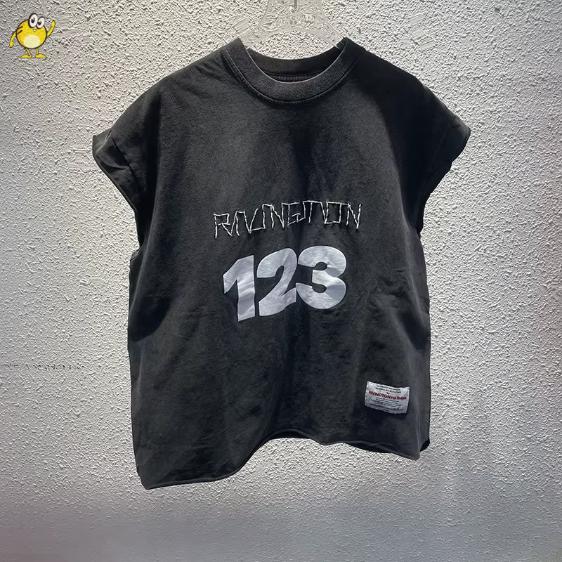 Haute qualité ample Vintage RRR123 manches coupées t-shirt hommes femme hauts à la mode