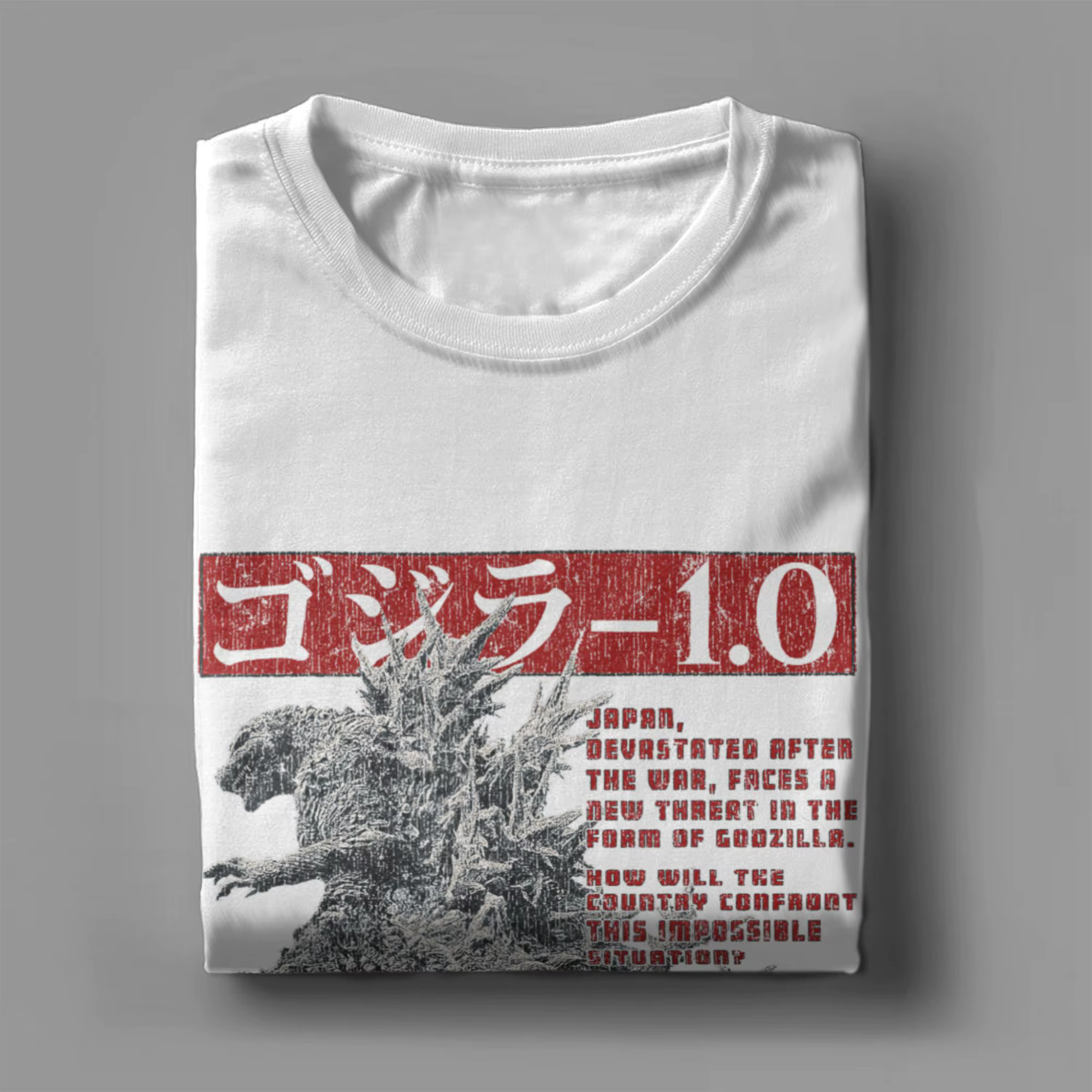 T-shirt vintage Godzilla Minus One avec impression de journal