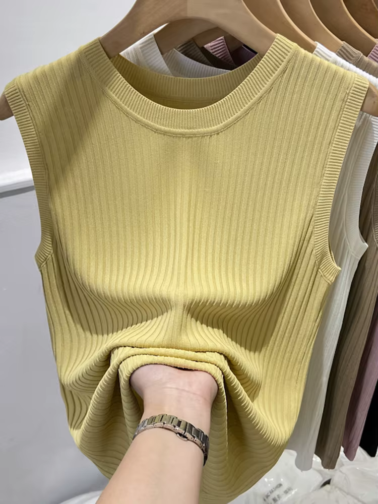 Débardeurs en tricot coréens pour femmes