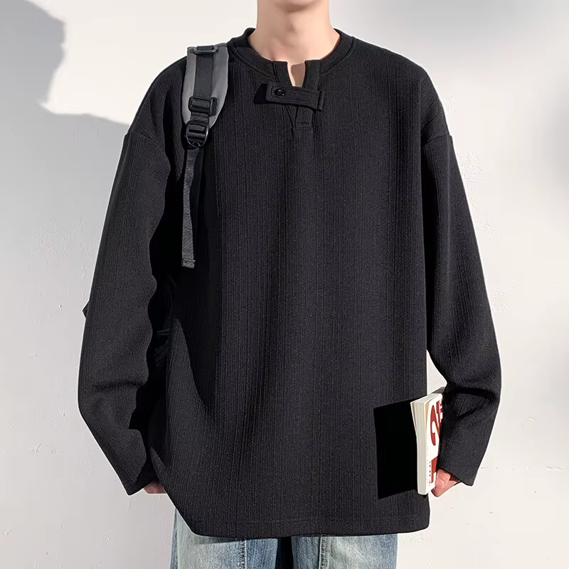 T-Shirt à manches longues et col en v pour hommes
