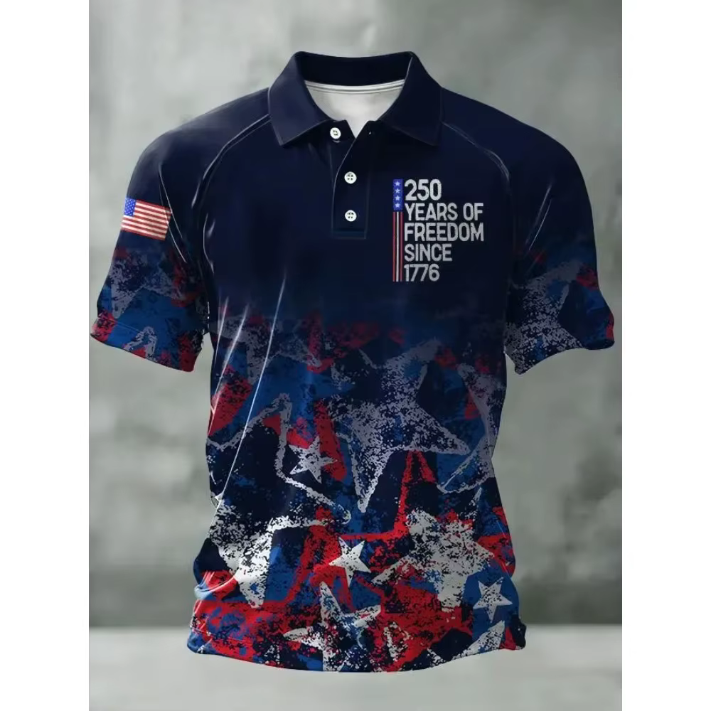 Nouveau T-shirt Polo Américain 2026 – 250e Anniversaire – Drapeau USA 1776-2026 – Vêtements Patriotiques pour le Jour de l'Indépendance Américaine – Quatrième de Juillet