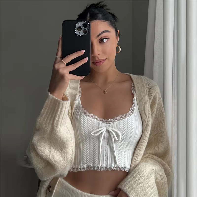 Lamuusaa-Haut Court Blanc pour Femme