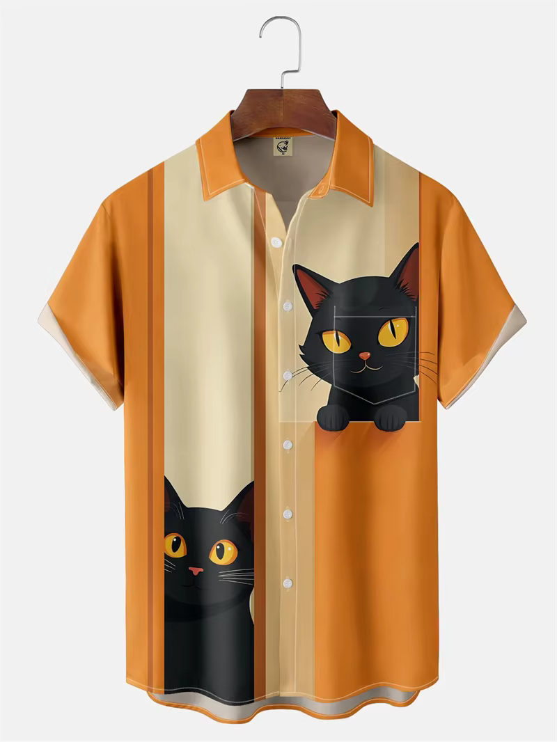 Chemises graphiques de chat de dessin animé mignon pour hommes et femmes