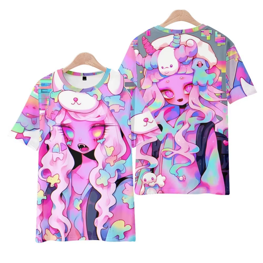T-shirt Harajuku Kawaii Anime Print pour femmes