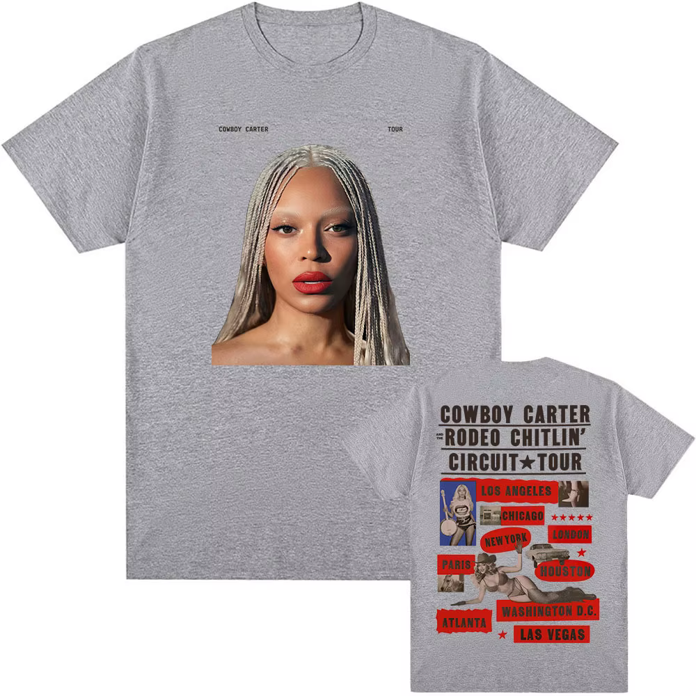 Beyoncé COWBOY CARTER TOUR 2025 T-shirt coton été femmes hommes t-shirts à manches courtes col rond
