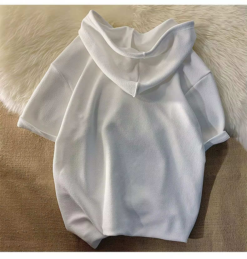 Sweat-shirt à capuche et manches courtes pour hommes