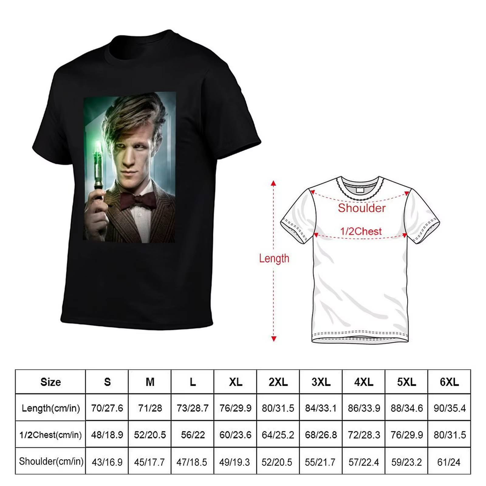 T-shirt Matt Smith avec imprimé simple en ligne de style art déco