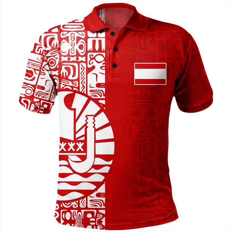 Polo à imprimé 3D de Tahiti pour homme