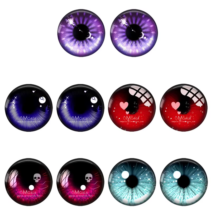 5 paires d'yeux en verre pour bricolage